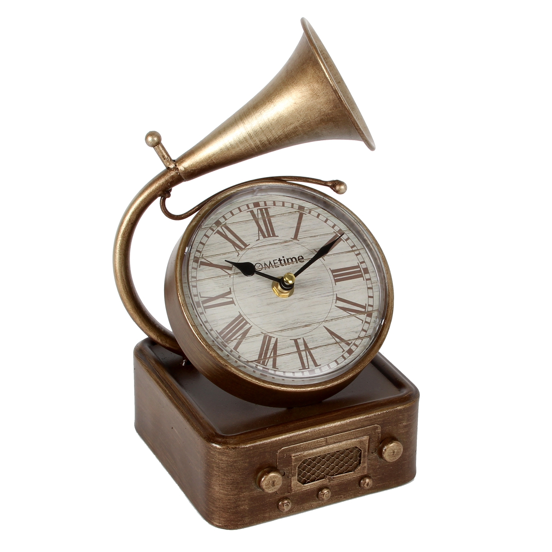 Vintage fém óra gramofon dísszel